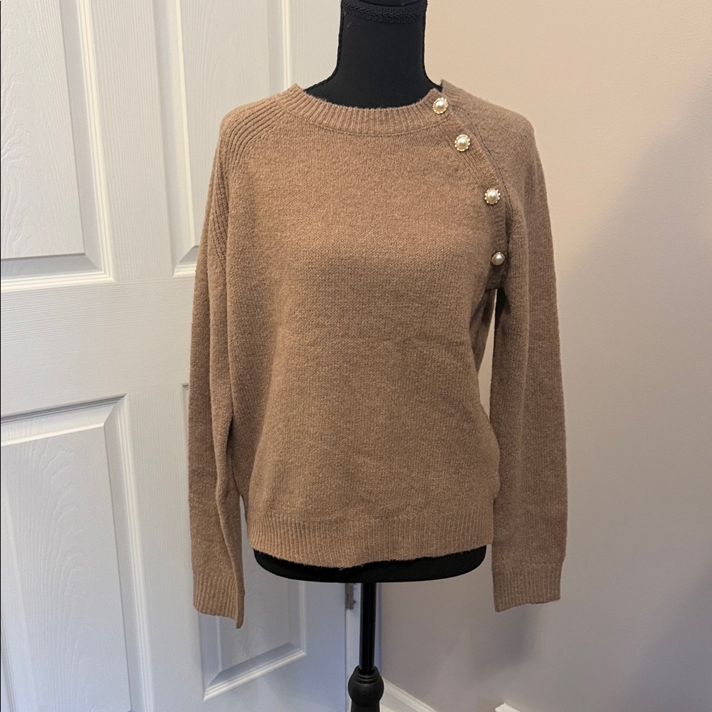 Brown Button-Accent Sweater